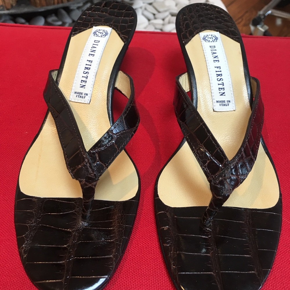 Italian Alligator Thong Sandals